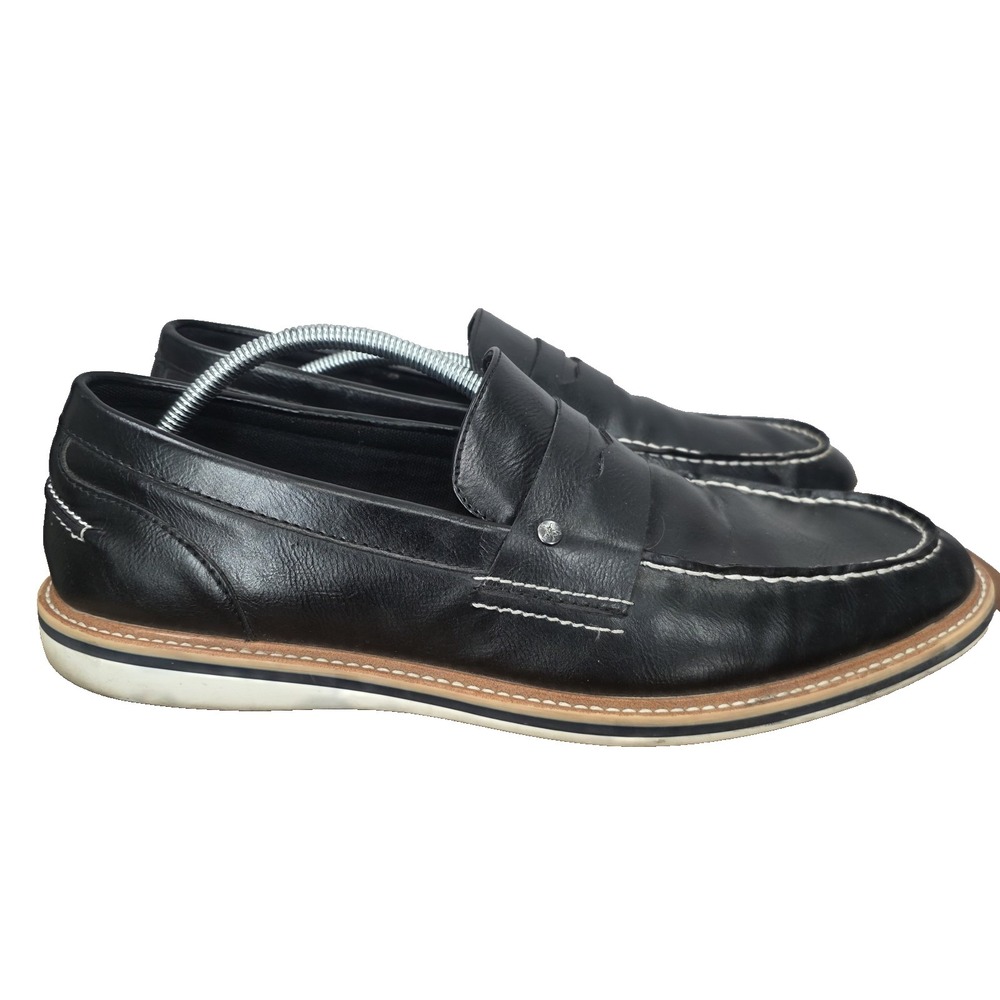Steve Madden Penny Loafers Mens 13 Black Leather Slip On Casual Shoes